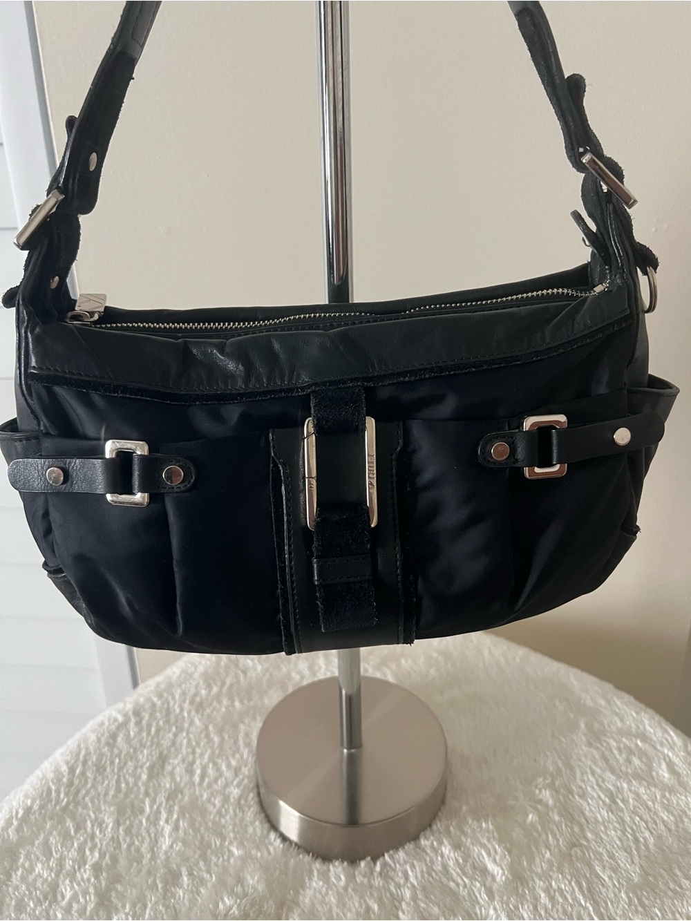 FurlaY2K Nylon and Leather Shoulder Bag